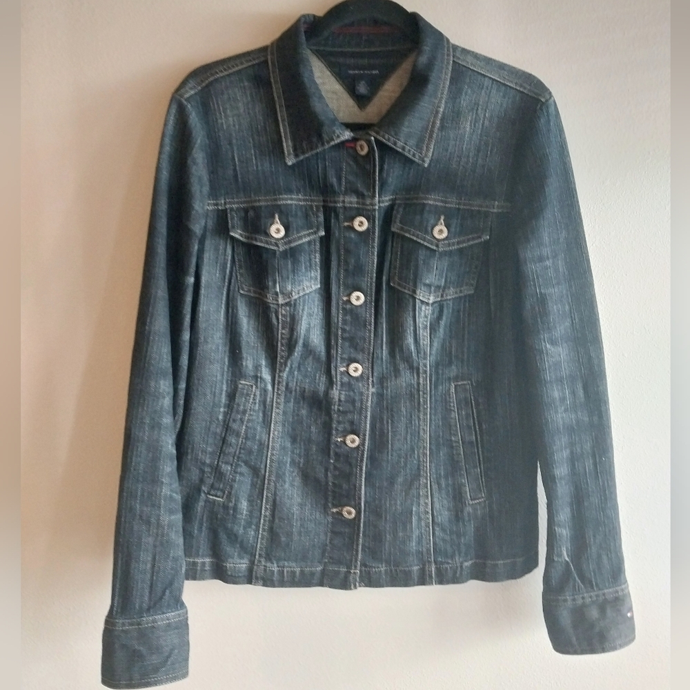 Tommy Hilfiger Dark Wash Classic Western Preppy Denim Jacket